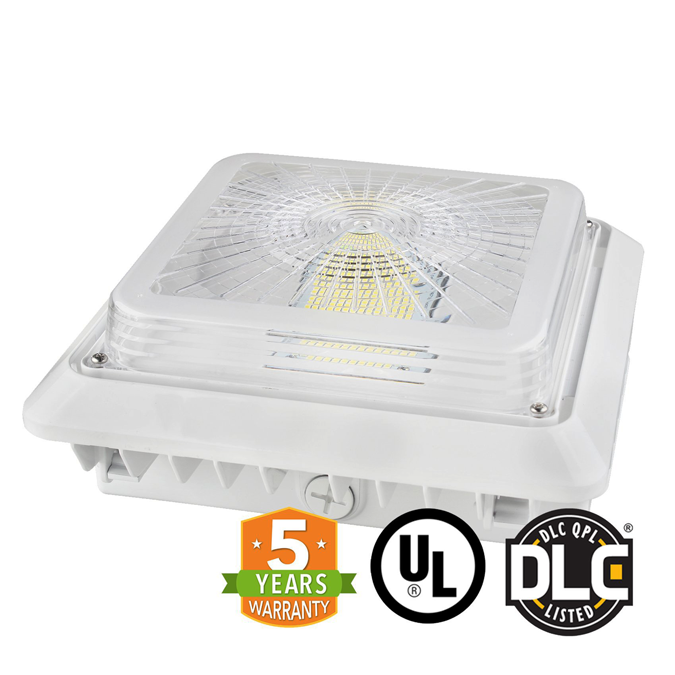 LED Canopy Light 25W 3263 Lumens White IP65 UL DLC Certified 5 Year Warranty - Parking Garage - V2