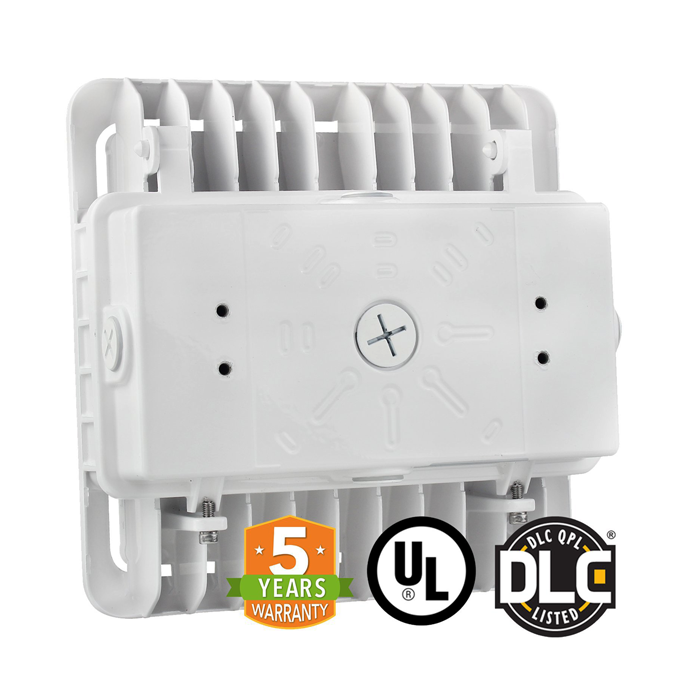 LED Canopy Light 75W 5700K 9900 Lumens White IP65 UL DLC Certified 5 Year Warranty - Parking Garage