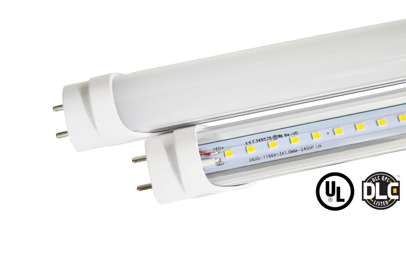 Hybrid T8 4ft LED Tube Light 15W 2235 Lumens UL DLC Certified 5 Year Warranty - Ballast Compatible or Bypass - Pack of 30