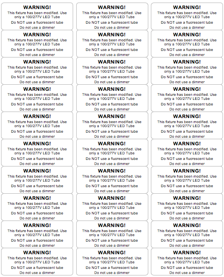 Warning Stickers - Bypass Installation - 8 Labels
