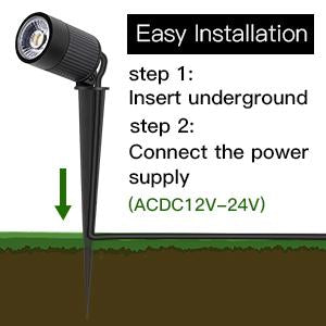 LED Landscape Light 10W 3000K 630 Lumens Black IP67 3 Year Warranty - Accent Light - Stake Mount