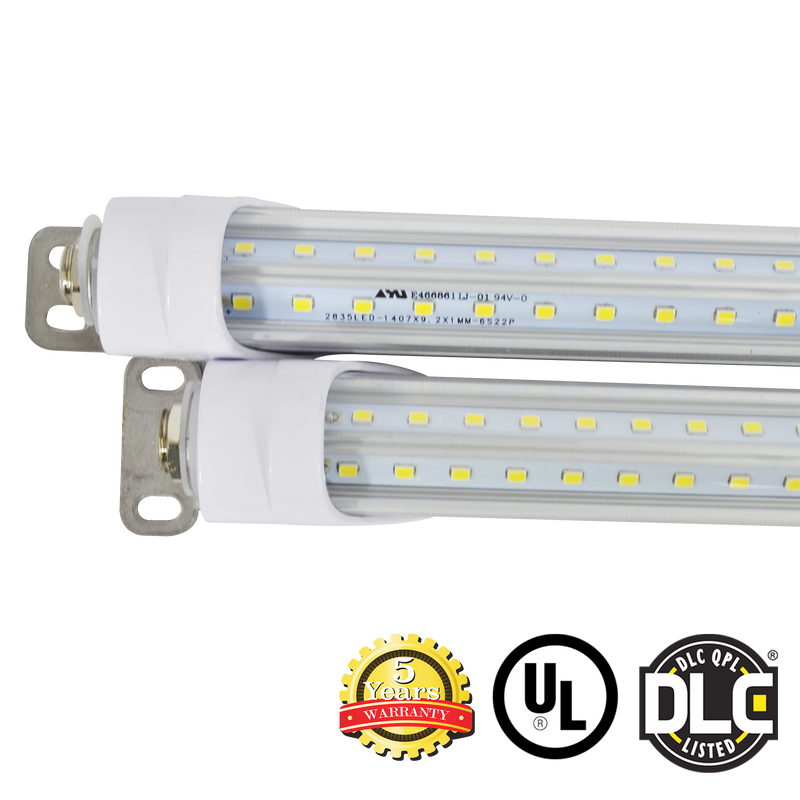 T8 5ft LED Refrigeration/Cooler Tube Light 22W 5700K 2420 Lumens - Clear - IP65 UL DLC Certified 5 Year Warranty