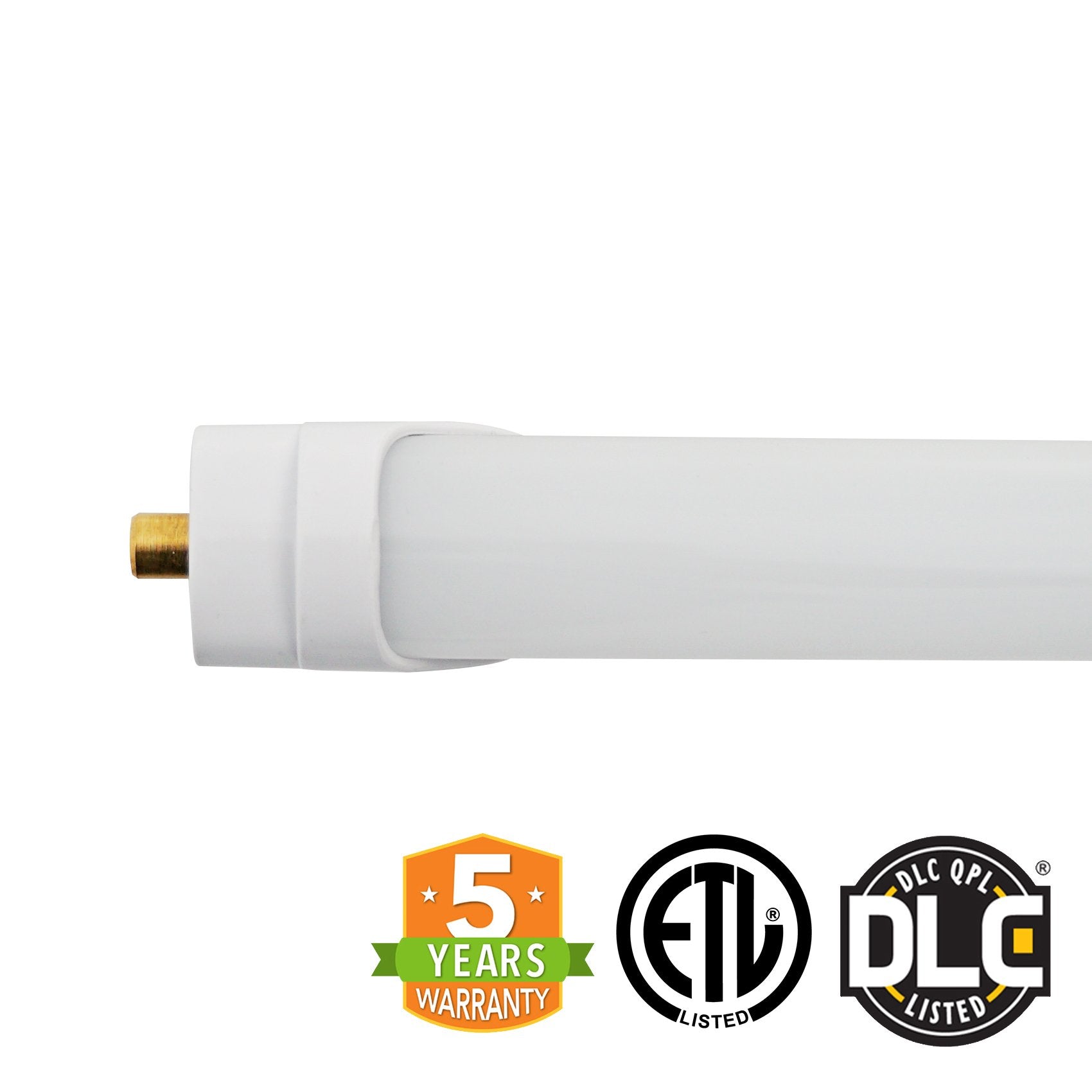 T8 8ft LED Tube Light - FA8 Base - 36W 4680 Lumens ETL DLC Certified 5 Year Warranty - Ballast Bypass Only