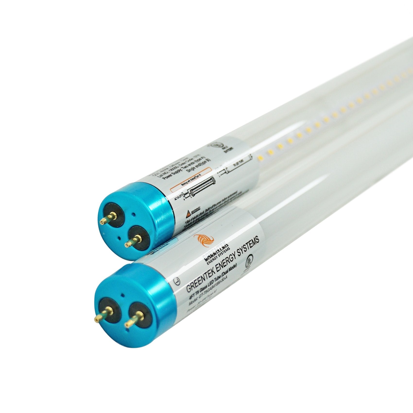 Hybrid T8 4ft LED Tube Light - Glass - G13 Base - 18W 2340 Lumens UL DLC Certified 5 Year Warranty - Ballast Compatible or Bypass - Pack of 25