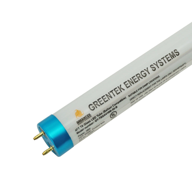 T8 4ft LED Tube Light - Glass - G13 Base - 18W 1800 Lumens UL Listed 3 Year Warranty - Ballast Compatible Only - Plug N Play - Pack of 25
