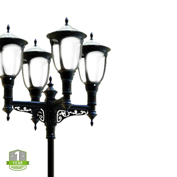 Solar Post Top LED Lamp 2000 Lumens IP65 - Solar Panel 12.5W - LED Street/Garden/Park Light - With Motion Sensor