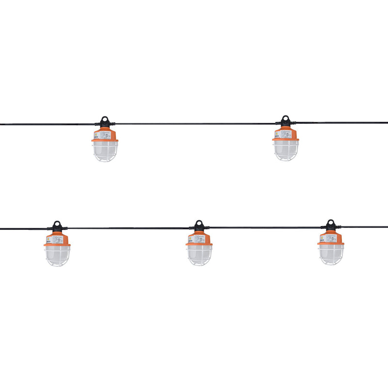 LED Temporary Work Light 100W 5000K 11000 Lumens IP65 UL Listed 5 Year Warranty - Construction String Light - 50ft - Set of 5