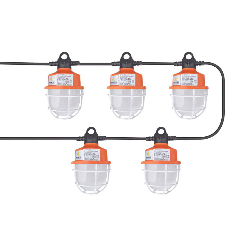 LED Temporary Work Light 100W 5000K 11000 Lumens IP65 UL Listed 5 Year Warranty - Construction String Light - 50ft - Set of 5