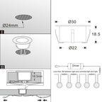 LED Landscape/Deck Light 0.6W Each 3000K IP67 3 Year Warranty - Ground Patio Kit - 10 Pieces With Driver