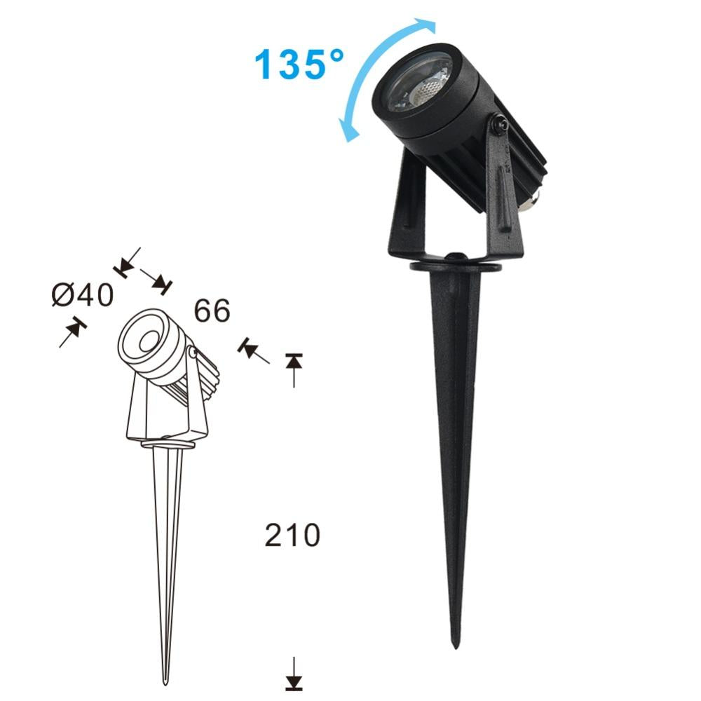 LED Landscape Light 3W 3000K 200 Lumens Black IP67 3 Year Warranty - Accent Light - Stake Mount