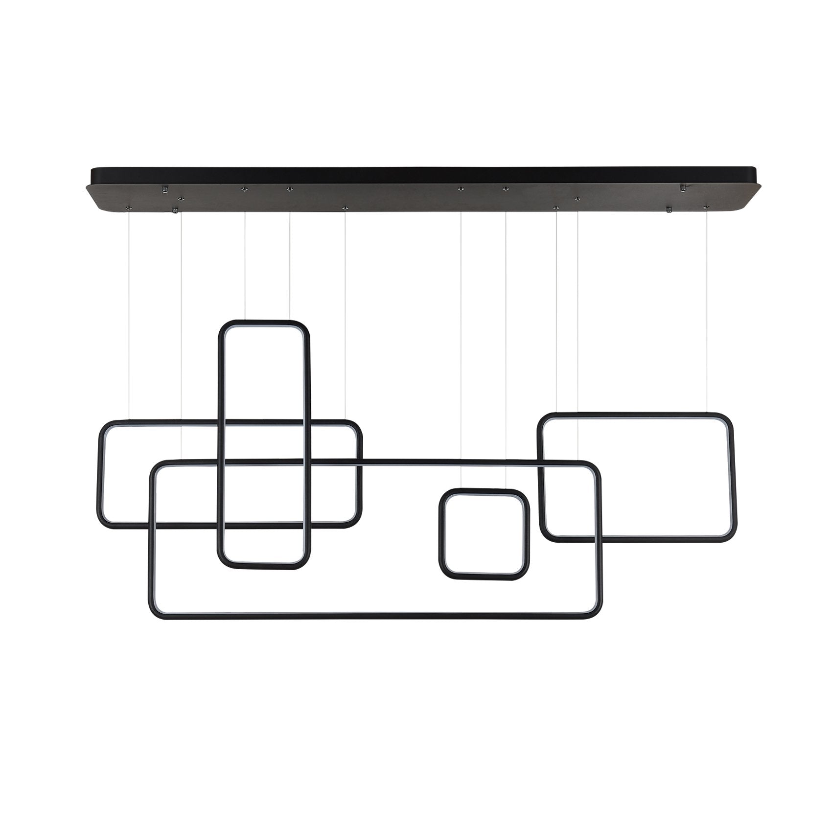 Modern Chandelier LED Light 150W Black - Rectangular Suspension - Dimmable