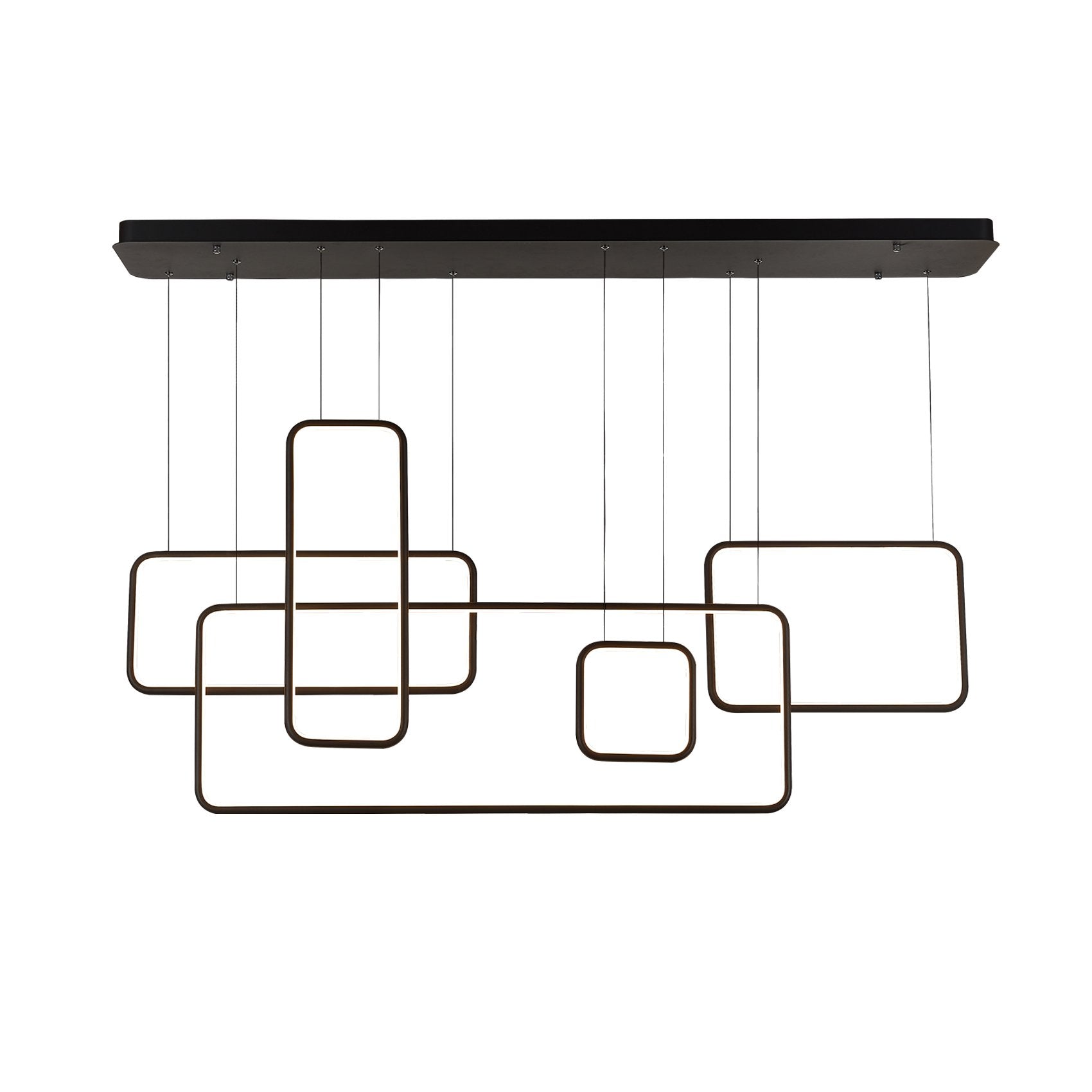 Modern Chandelier LED Light 150W Black - Rectangular Suspension - Dimmable