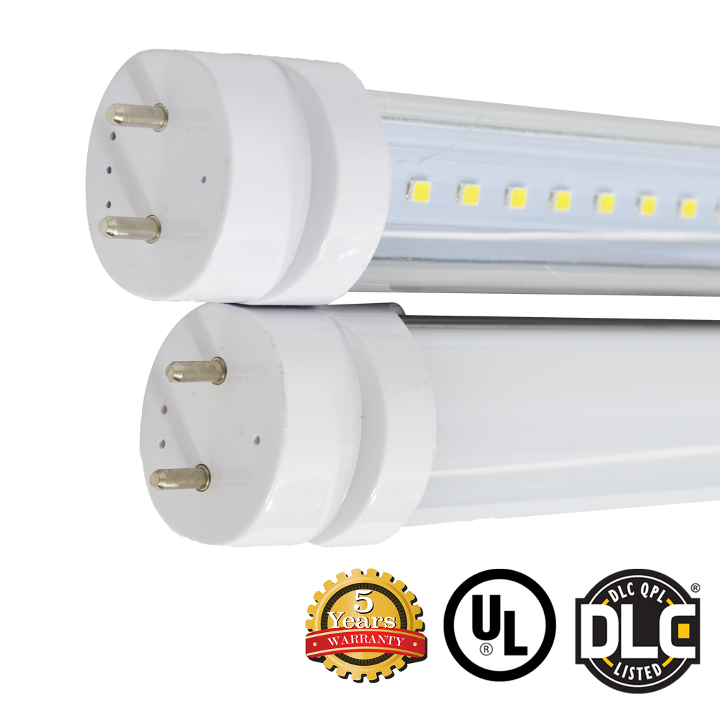 Hybrid T8 4ft LED Tube Light 18W 2682 Lumens UL DLC Certified 5 Year Warranty - Ballast Compatible or Bypass