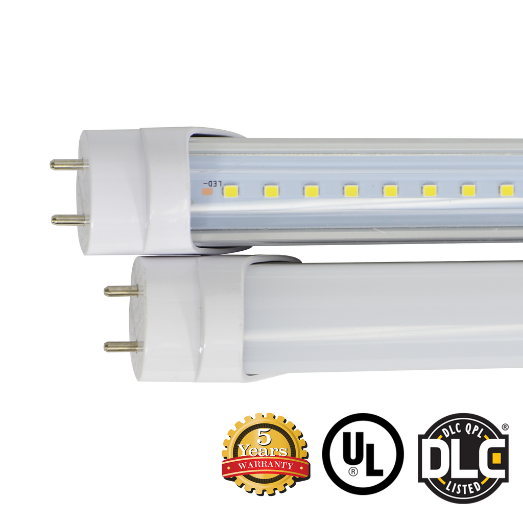 Hybrid T8 4ft LED Tube Light 18W 2682 Lumens UL DLC Certified 5 Year Warranty - Ballast Compatible or Bypass
