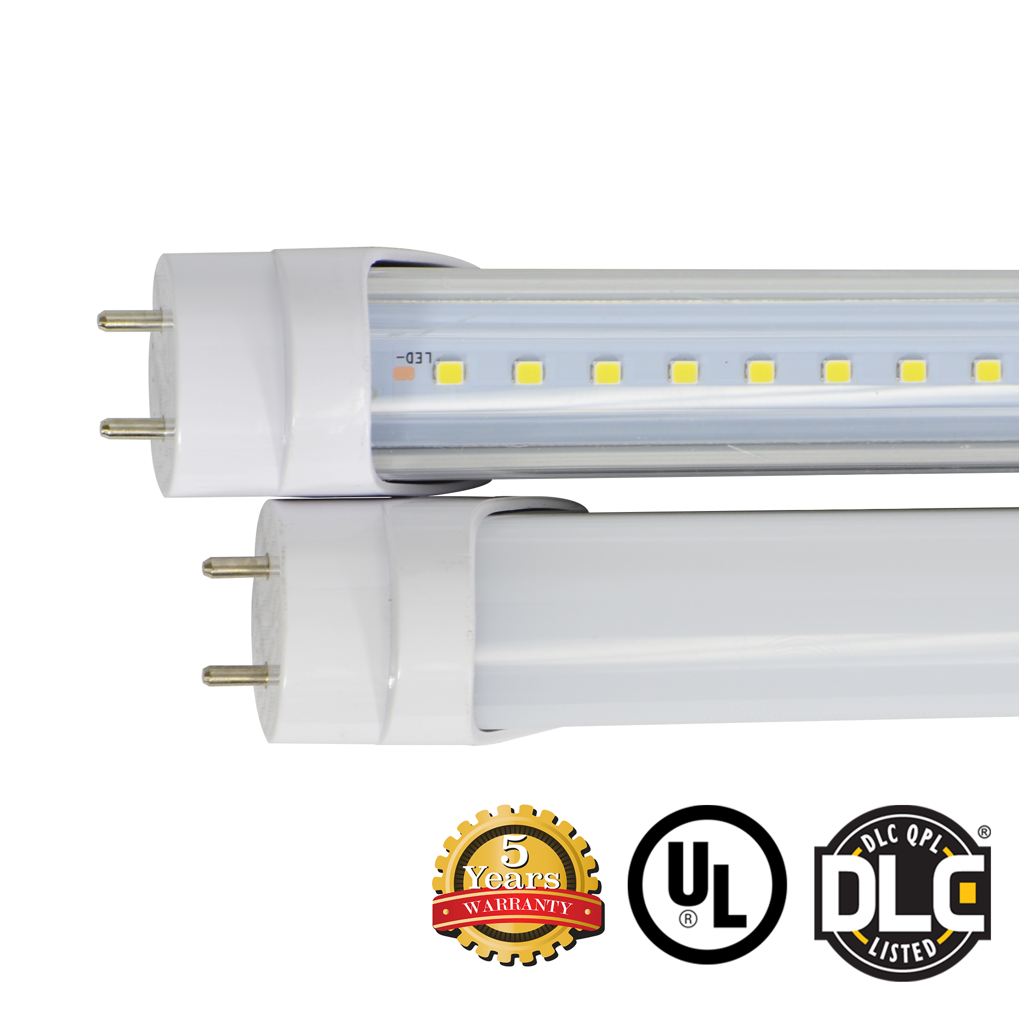 Hybrid Safe T8 4ft LED Tube Light 18W 2600 Lumens ETL DLC - With Thermal Safety Fuse - Ballast Compatible or Bypass - Pack of 30