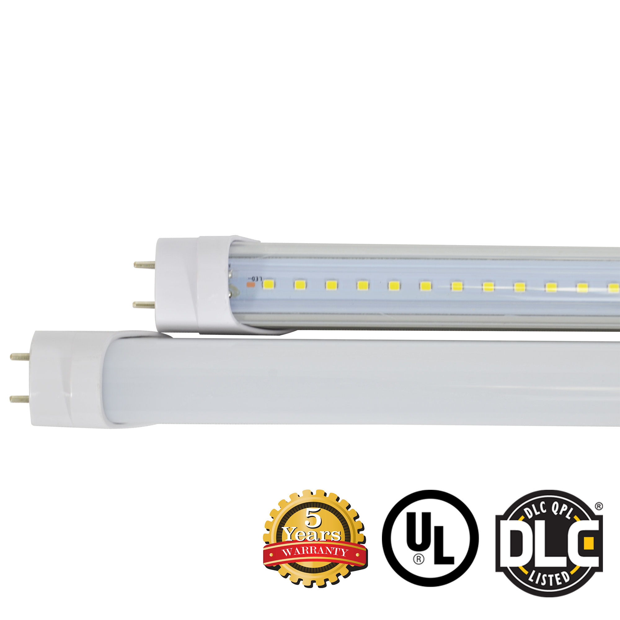 Hybrid T8 4ft LED Tube Light 18W 2682 Lumens UL DLC Certified 5 Year Warranty - Ballast Compatible or Bypass