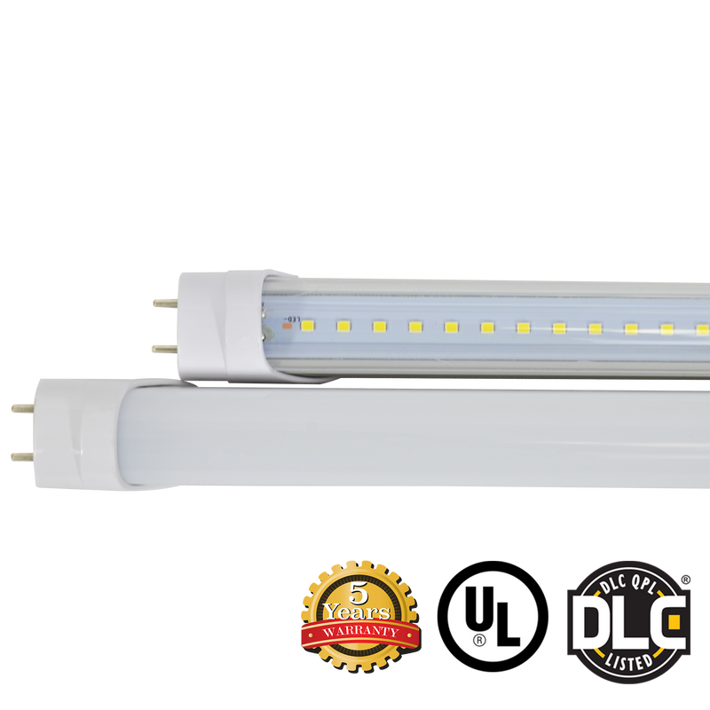 Hybrid Safe T8 4ft LED Tube Light 18W 2600 Lumens ETL DLC - With Thermal Safety Fuse - Ballast Compatible or Bypass - Pack of 30