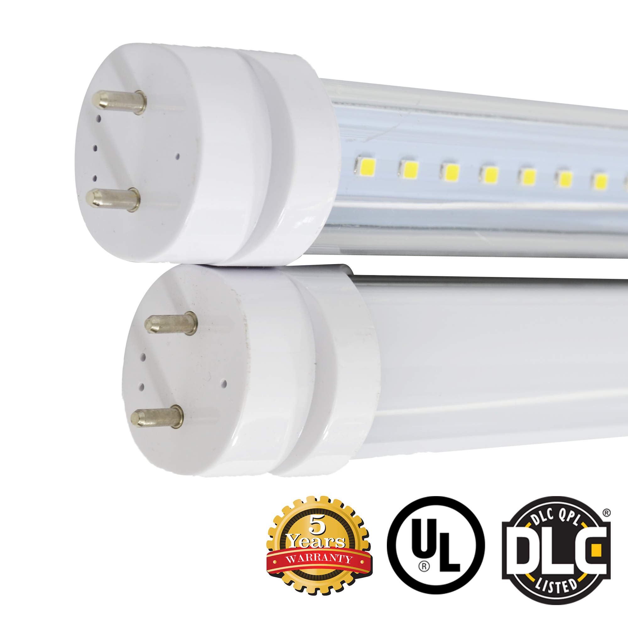 Hybrid Safe T8 4ft LED Tube Light 18W 2600 Lumens ETL DLC - With Thermal Safety Fuse - Ballast Compatible or Bypass - Pack of 30